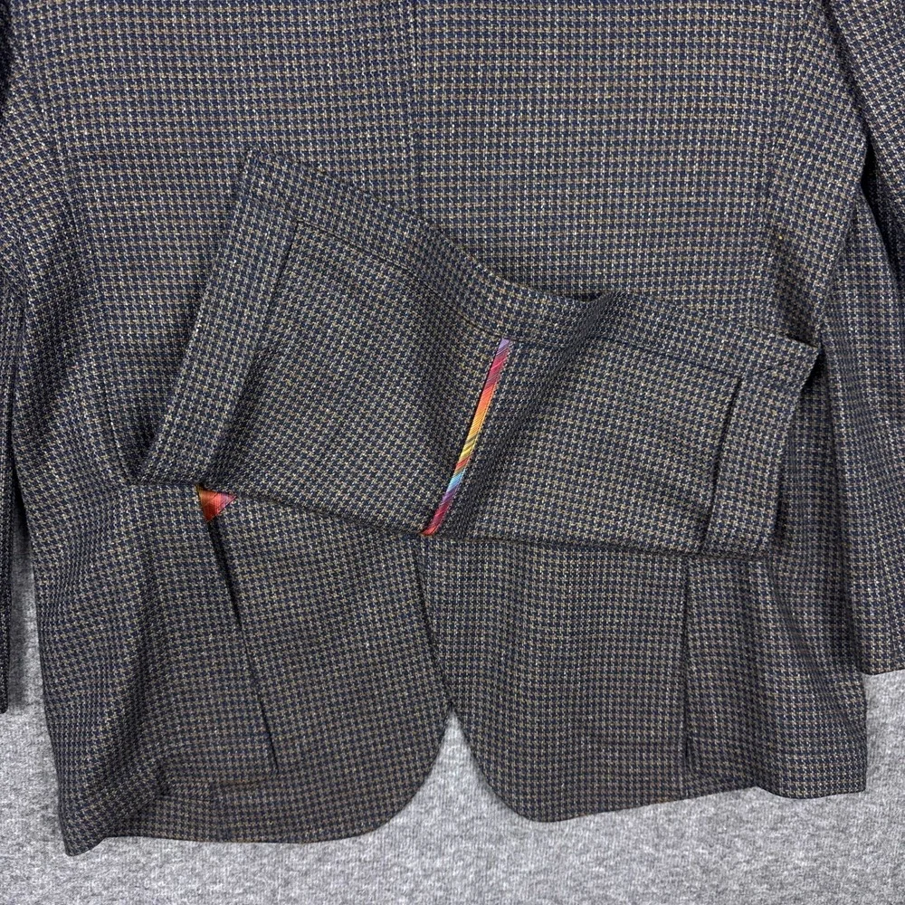 Q by Flynt Sport Coat Blazer Mens 40R Brown Houndstooth Tweed Wool Silk Bateman